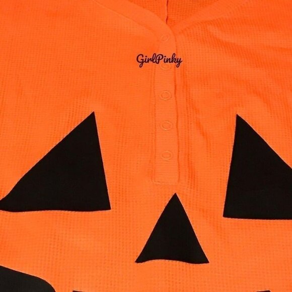 Victoria's Secret Pink JACK O LANTERN Onesie HALOGEN ORANGE HALLOWEEN MEDIUM - Picture 5 of 7